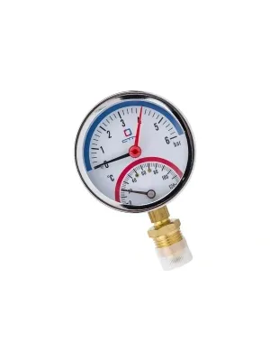 Термоманометр Экомера МД04-80мм 0..1,6МПа 0..160С G1/4 L=40 mm с переходником на G1/2